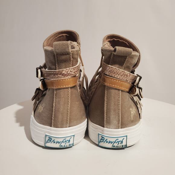 Blowfish Malibu Womens Canvas Strappy High Top Sneakers Size 10 Taupe Casual - Picture 6 of 12